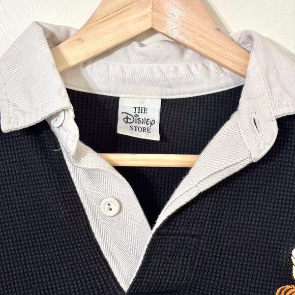 Vtg Disney Store Winnie the Pooh Tigger Waffle Henley Shirt Contrast Collar - Picture 5 of 16